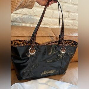 Brighton Black / Leopard tote
